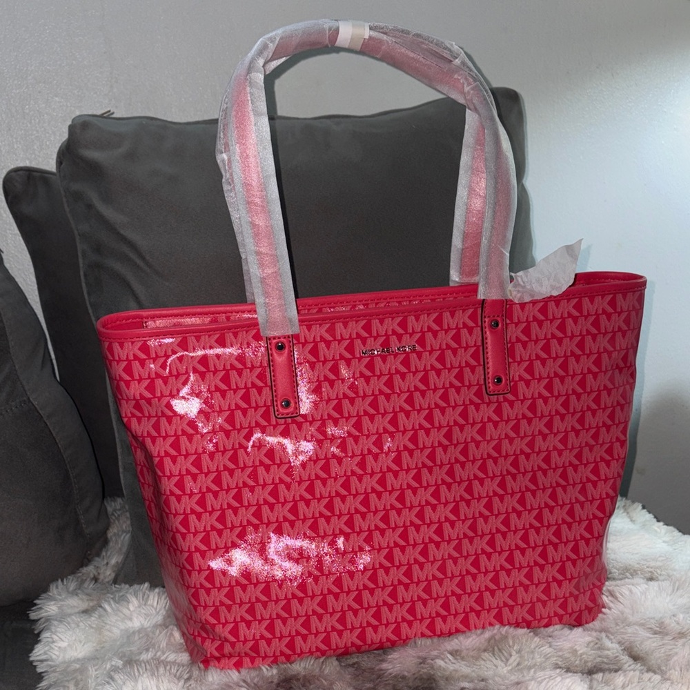 Michael Kors Hot Pink MK Logo Tote